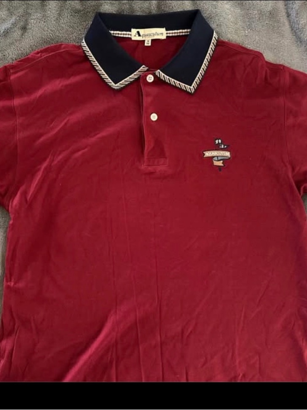 Aquascutum London Red Polo with Navy Contrast Collar
